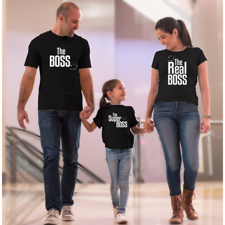 THE FAMILY TEES - MOM DAD & DAUGHTER REAL BOSS